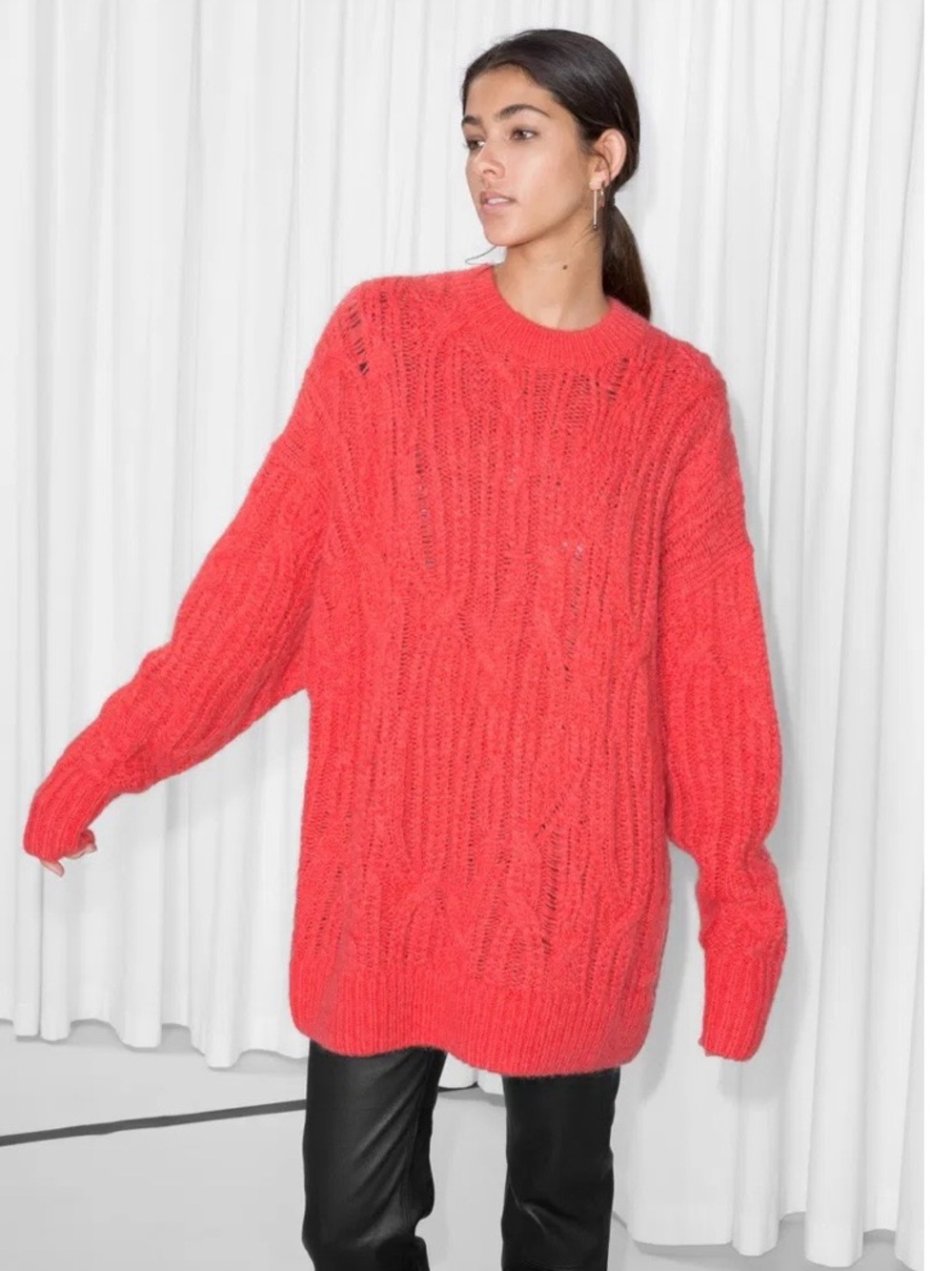 & Others story Oversized Cable Knit Sweater size small wool mohair